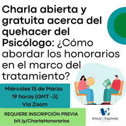 Charla acerca del quehacer del Psicólogo: ¿Cómo abordar los honorarios en el marco del tratamiento?