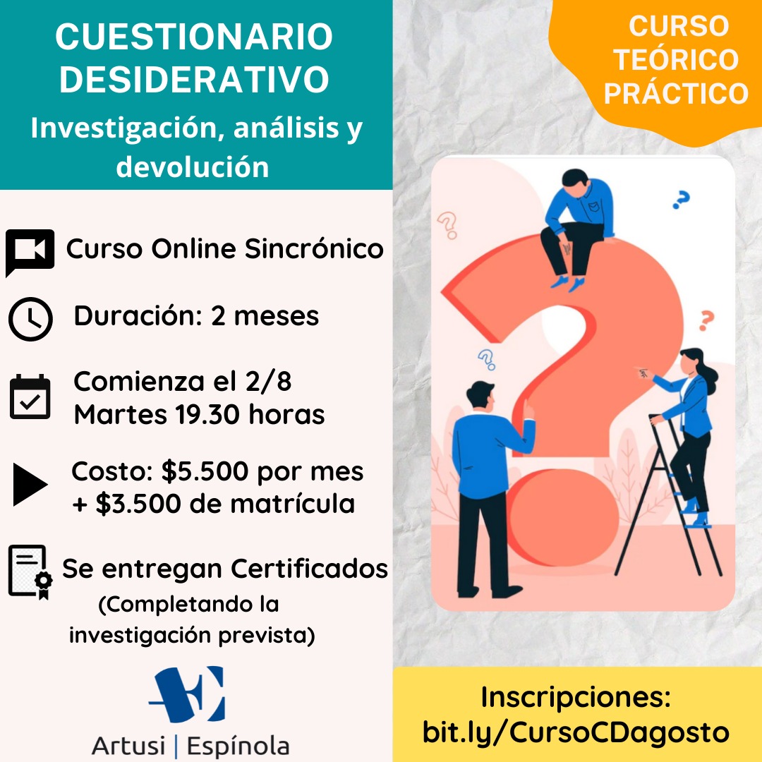 CURSO TALLER DE LA TÉCNICA CUESTIONARIO DESIDERATIVO